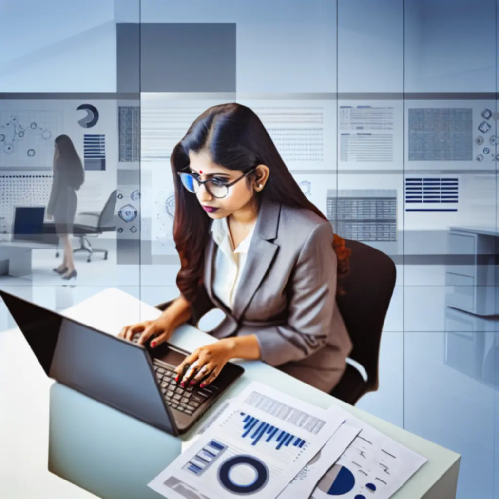 Konsultant analizujący dane cyfrowe i wskaźniki wydajności na ekranie